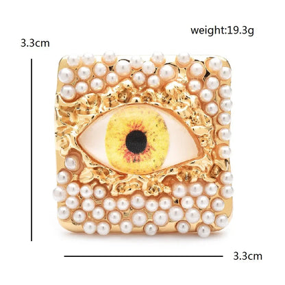 Pearl and Eye Square Brooch