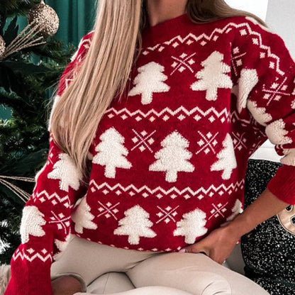 - Ugly Christmas Sweater - Knitted Sweater with 3D Christmas Tree Print