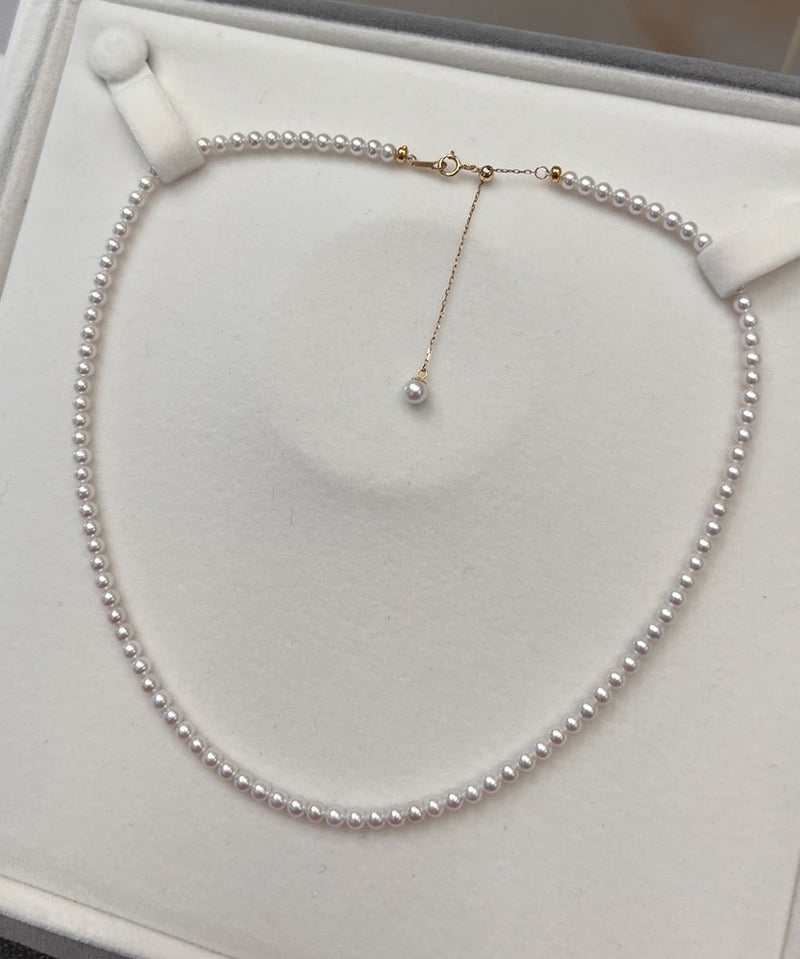 Simple White 14k Gold Pearl Pendant Necklace Wf009