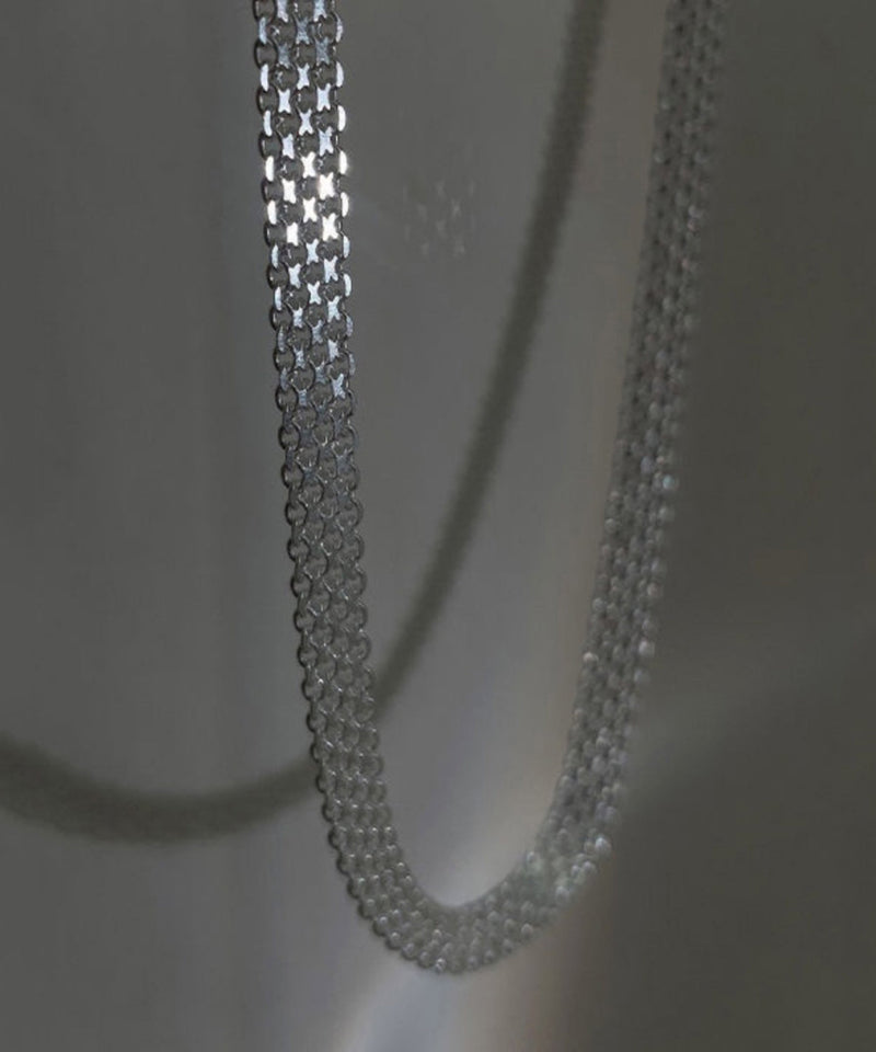Simple White Sterling Silver Hand Woven Collar Necklace