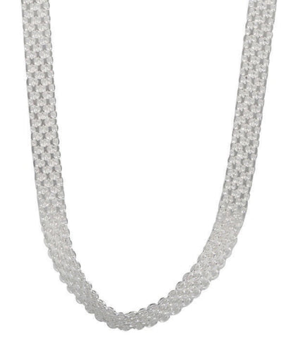Simple White Sterling Silver Hand Woven Collar Necklace Po004