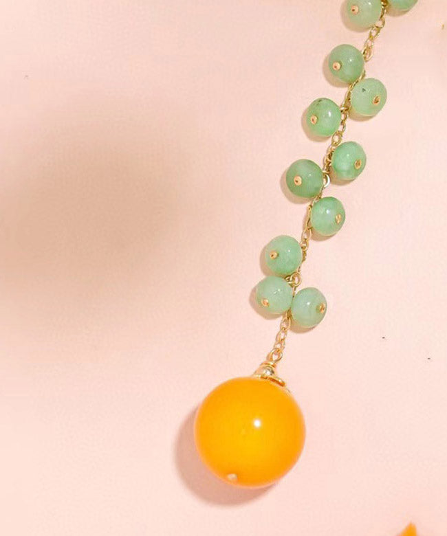 Skinny Green 14k Gold Jade Beeswax Drop Earrings