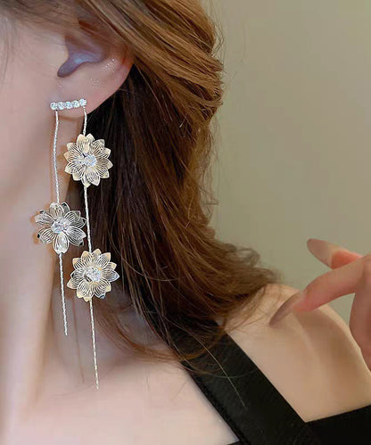 Skinny Silk Copper Zircon Tassel Drop Earrings