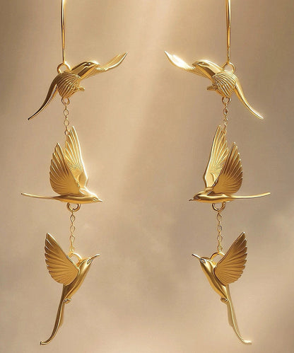 Style Gold Copper Overgild Swallow Drop Earrings