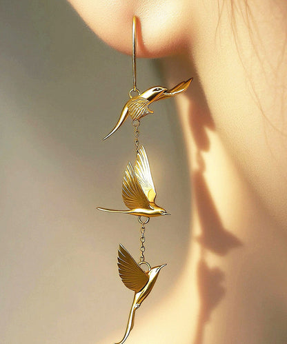 Style Gold Copper Overgild Swallow Drop Earrings