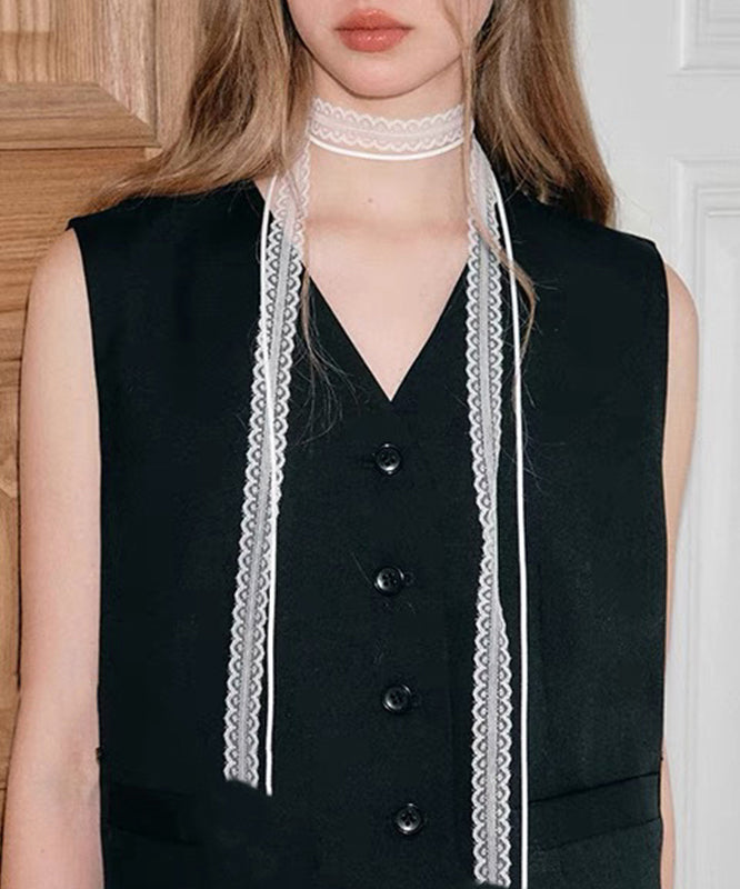Stylish Black Lace Hollow Out Bow Necklace Ya001