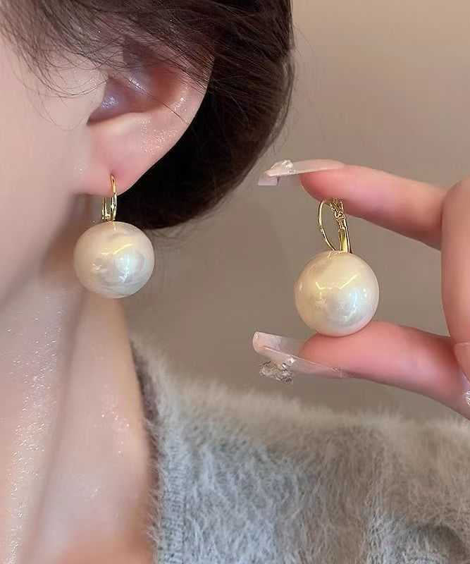 Stylish Gold Copper Alloy Pearl Drop Earrings