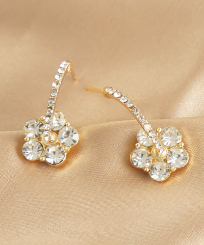 Stylish Gold Copper Overgild Zircon Stud Earrings