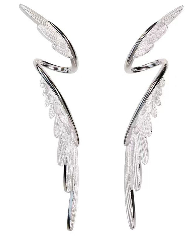 Stylish Silk Sterling Silver Wing Drop Earrings Gh1035