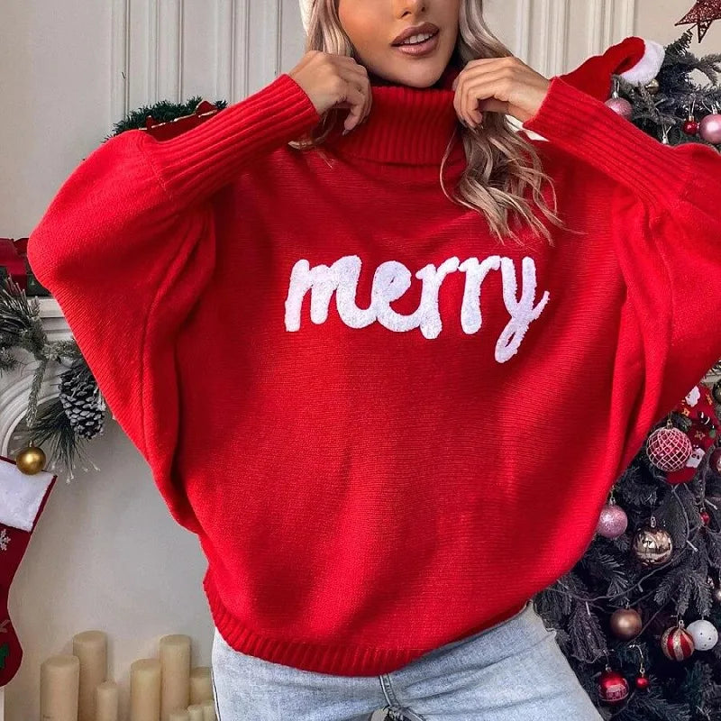 Festive Sweater for Women with Turtleneck
