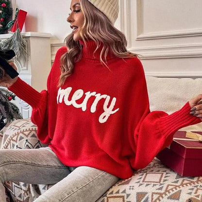 Festive Sweater for Women with Turtleneck