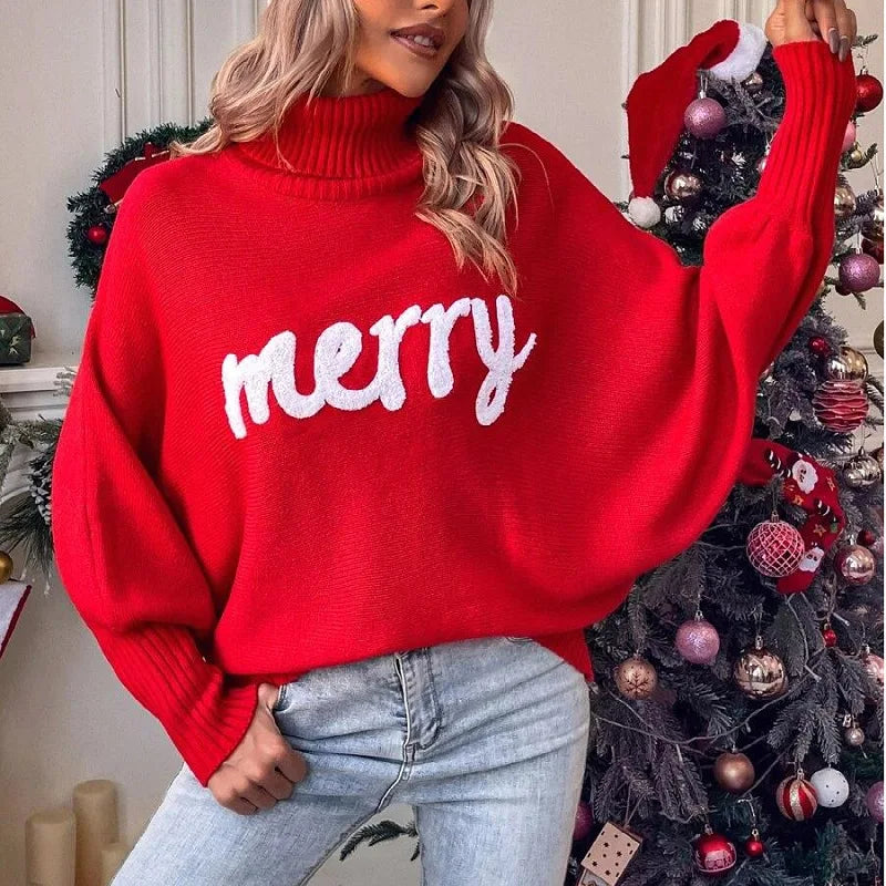 Festive Sweater for Women with Turtleneck