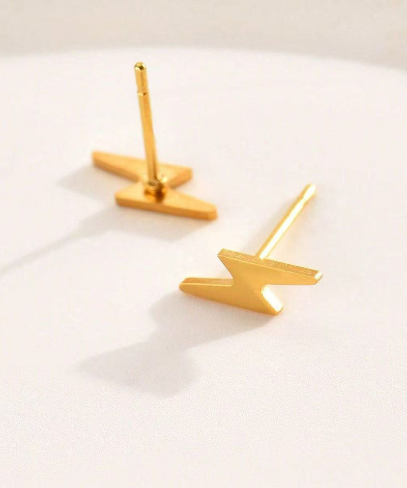 Unique Gold Stainless Steel Overgild Maple Leaf Stud Earrings