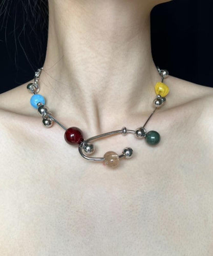 Unique Rainbow Stainless Steel Acrylic Alloy Pendant Necklace Yr017