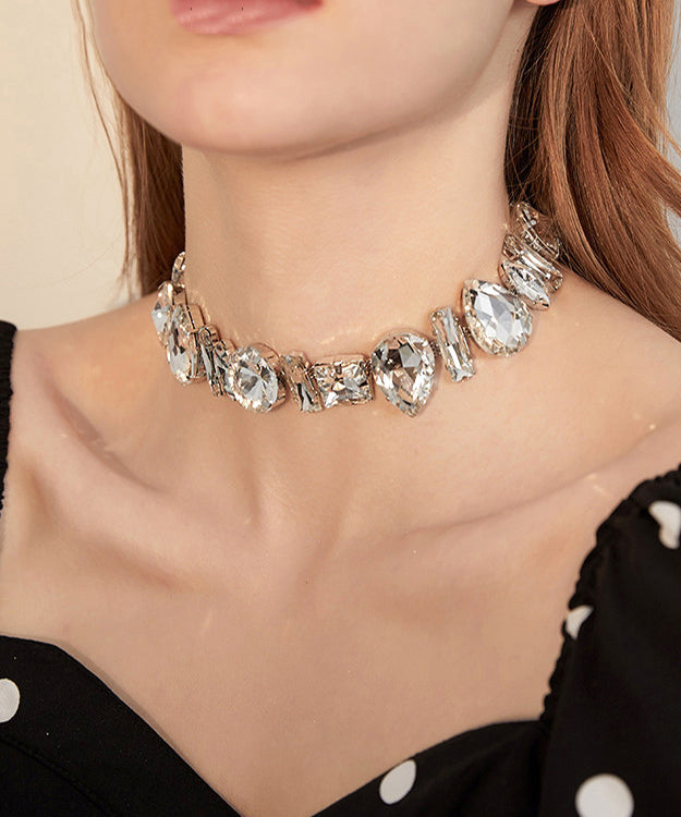 Unique White Sparkle Fine Zircon Princess Necklace