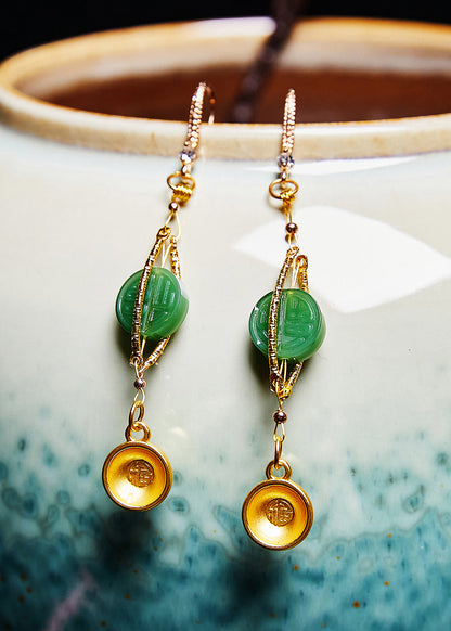 Blessed Bowl Gilding Fine Jade Drop Earrings