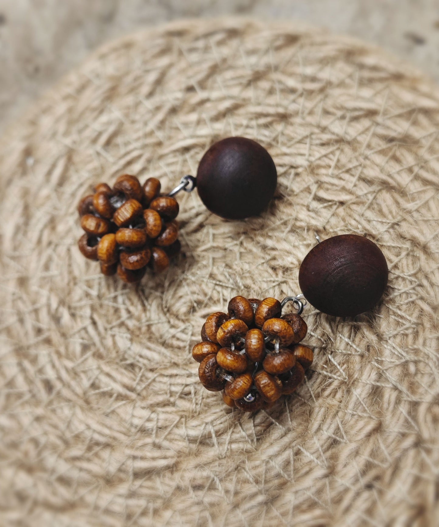 Brown Sterling Silver Pinecone Drop Earrings
