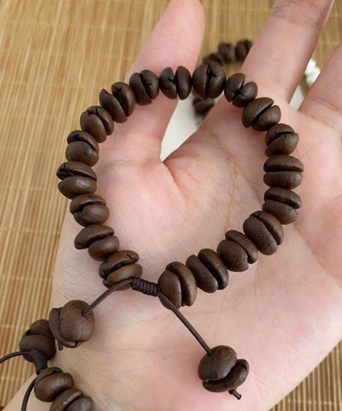 Coffee Leather Rope Beads Charm Bracelet