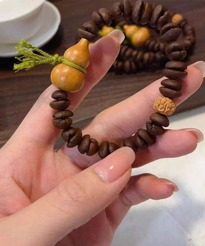 Coffee Weave Buddha Bead Gourd Chain Bracelet