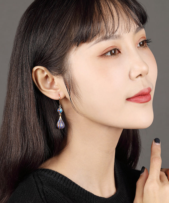 Gold Ancient Gold Cloisonne Drop Earrings