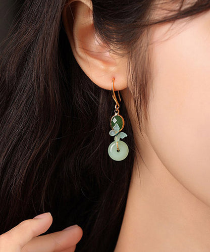 Green Copper Glaze Butterfly Drop Earrings