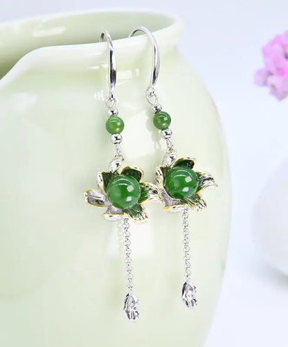 Sterling Silver Jade Drop Earrings