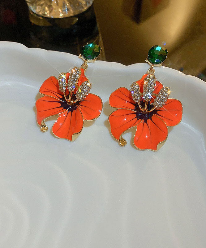 Orange Sterling Silver Zircon Oil Dirp Drop Earrings
