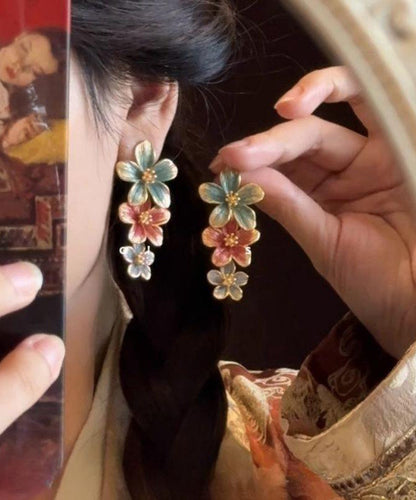 Rainbow Metal Alloy Drip Glaze Drop Earrings