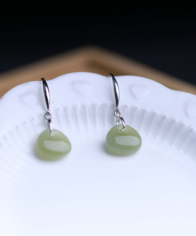 Silk Sterling Silver Jade Drop Earrings