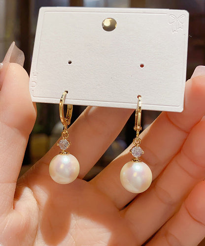 Vogue Gold Copper Overgild Zircon Pearl Drop Earrings Kx1037