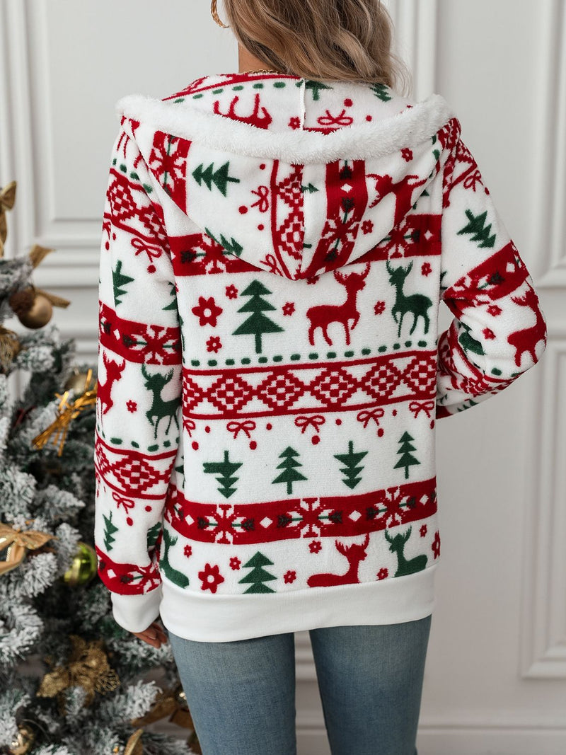 Christmas Hoodie Women's Knit Reindeer Sweater