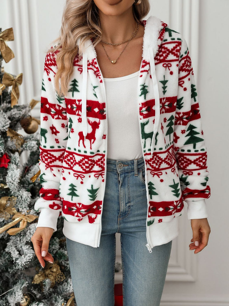 Christmas Hoodie Women's Knit Reindeer Sweater