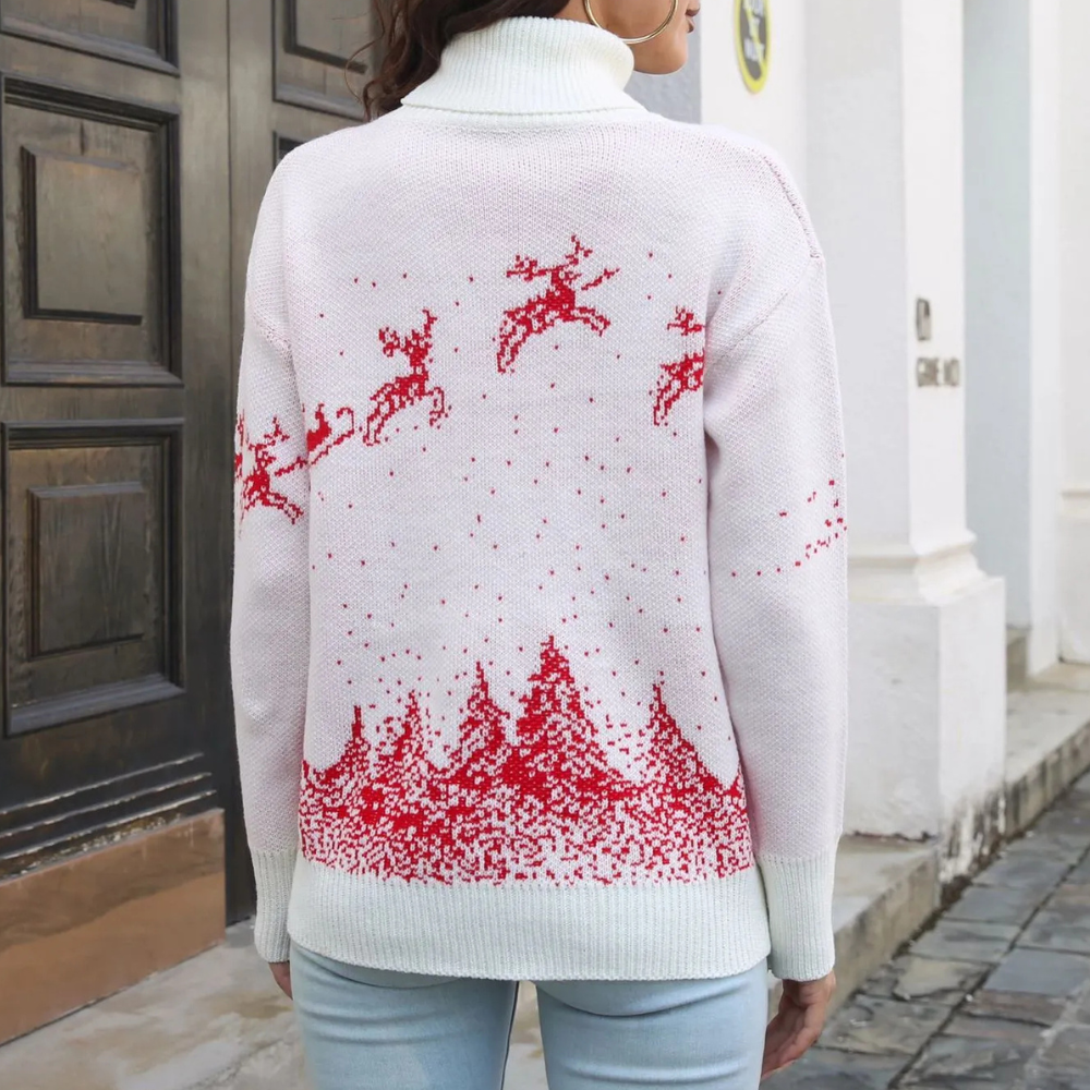 Christmas Sweater Women's Knit Reindeer Print Sweater
