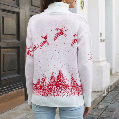 Christmas Sweater Women's Knit Reindeer Print Sweater