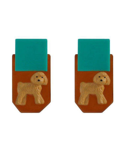 Colorblock Acrylic Resin Teddy Dog Stud Earrings