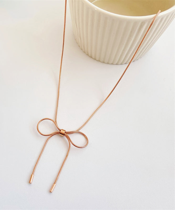 Gold Sterling Silver Overgild Bow Princess Necklace Gh1012