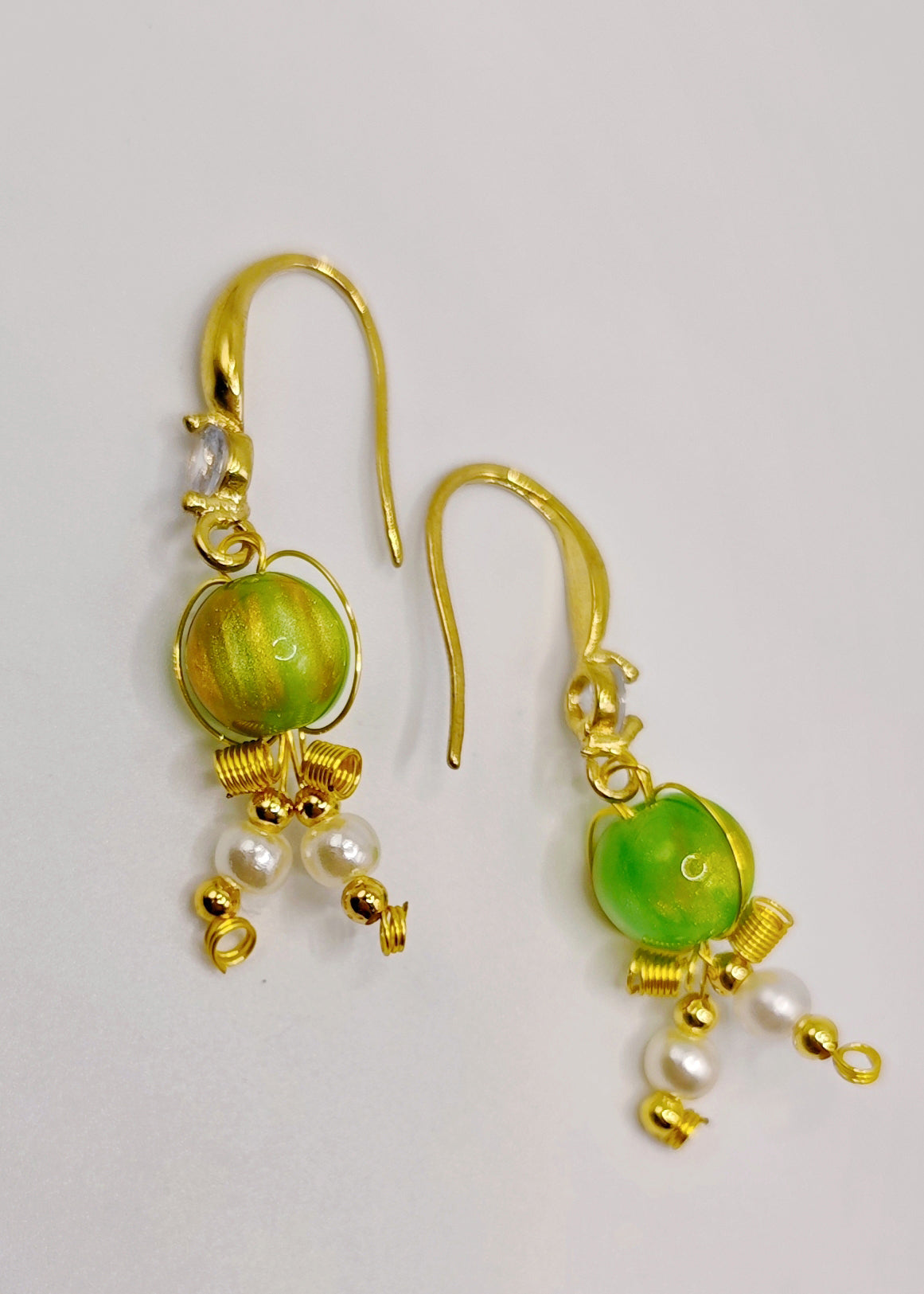 Grass Green Fine Crystal Original Design Drop Earrings