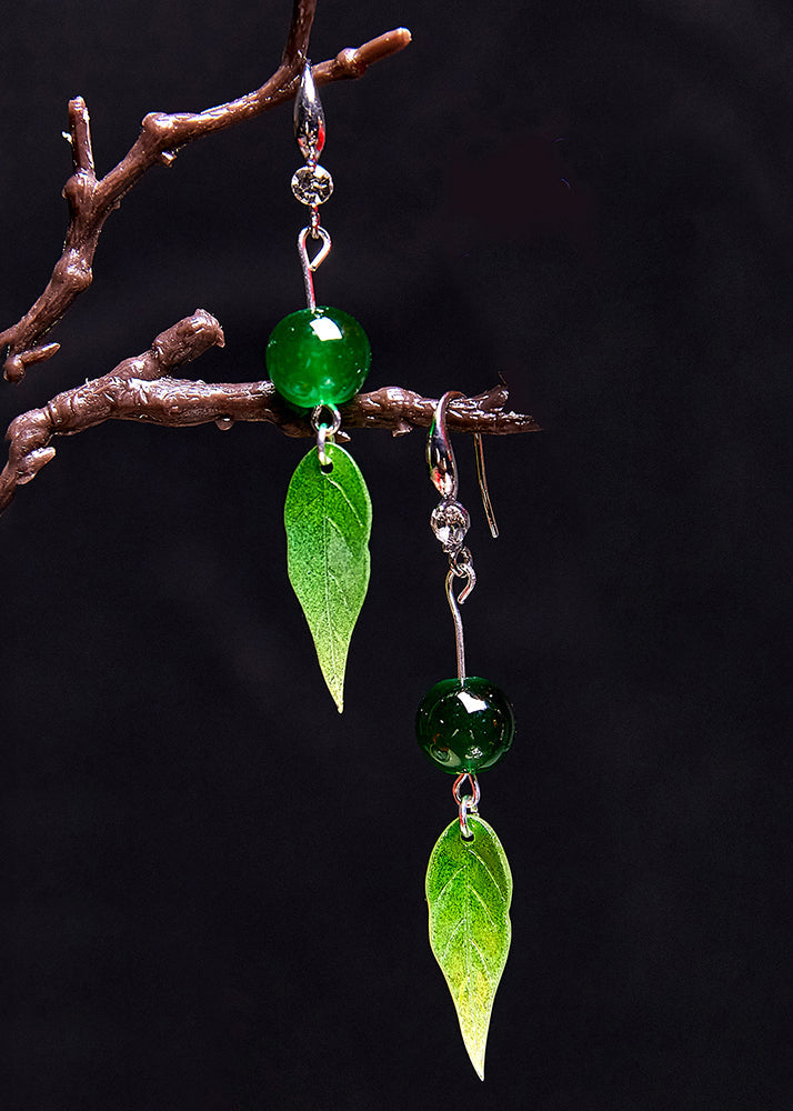 Leaf Leaf Acrylic Turquoise Drop Earrings