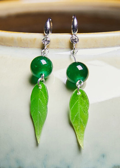 Leaf Leaf Acrylic Turquoise Drop Earrings