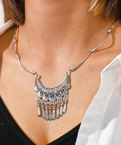 Silk Sterling Silver Tassel Pendant Necklace