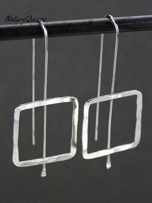 Threaded Geometric Minimalist Drop Earrings Simple