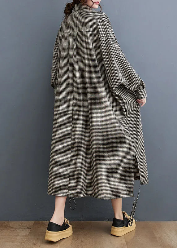 Peter Pan Collar Plaid Cotton Shirts Dress Fall