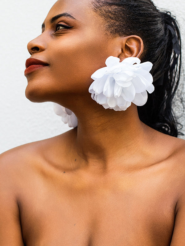 Color Three-dimensional Flower Drop Earrings