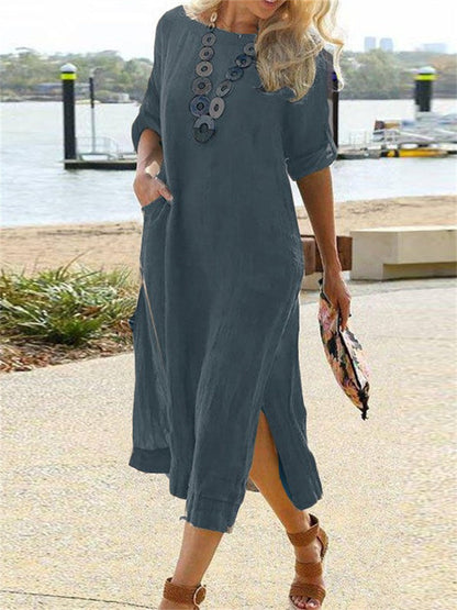 Spring Outfit Cotton Linen Long Dress for