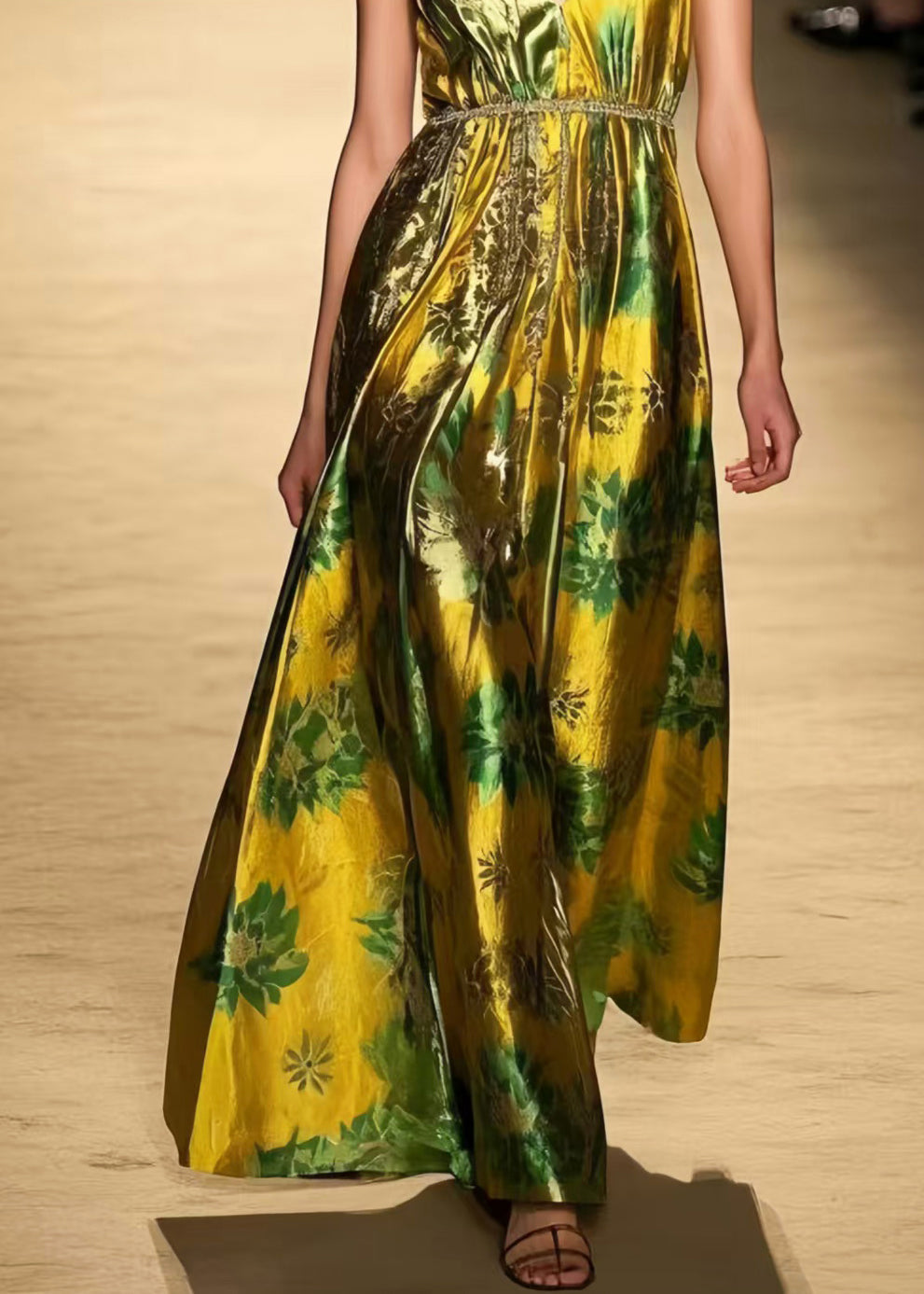 Fluorescent Green Print Silk Vestidos Dress Summer