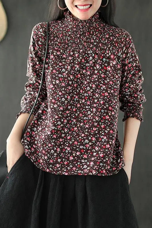 Autumn Elastic High Neckline T-shirt