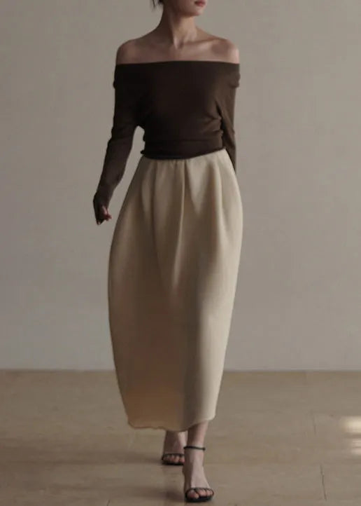 Classy Apricot Exra Large Hem Cotton Skirts Spring