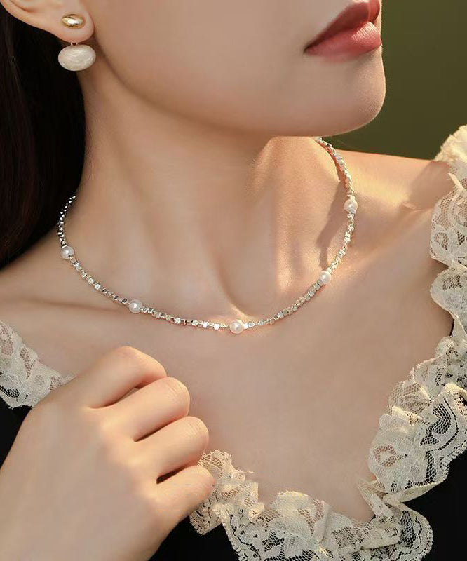 Diy Silk Sterling Silver Broken Silver Pearl Necklace