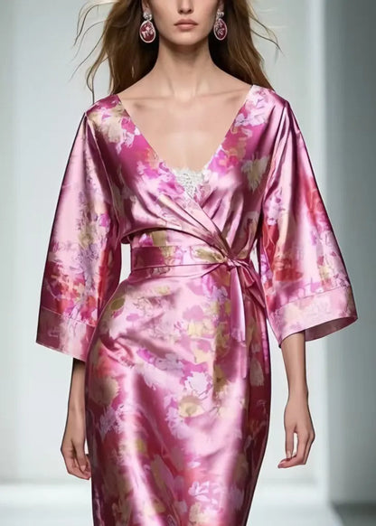 Rose Tie Waist Patchwork Lace Long Dresses Summer
