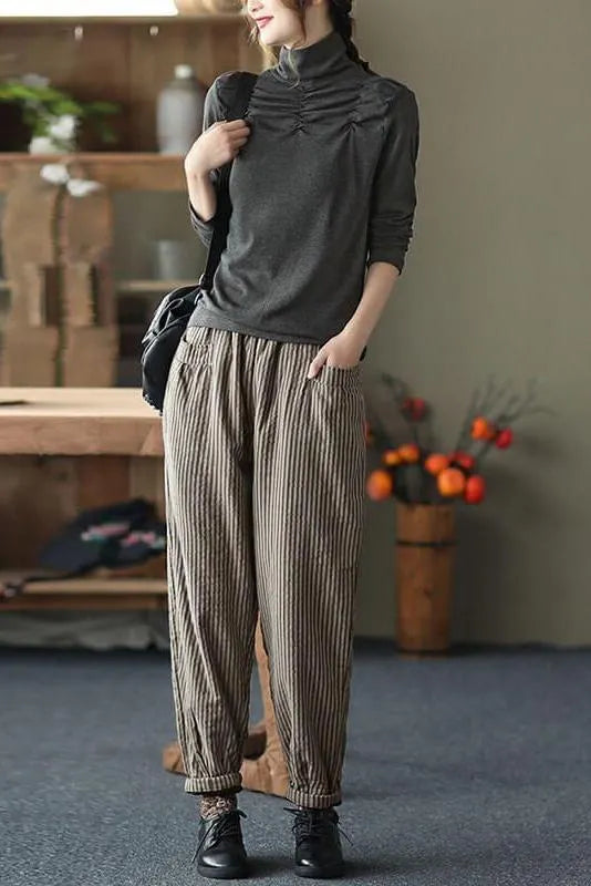 Limited Stock- Winter Pocket Retro Striped Pants